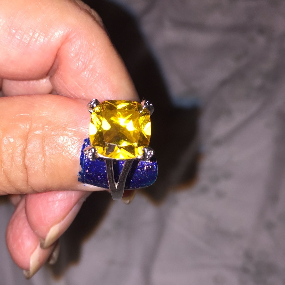 14kt solid white gold citrine ring size 8